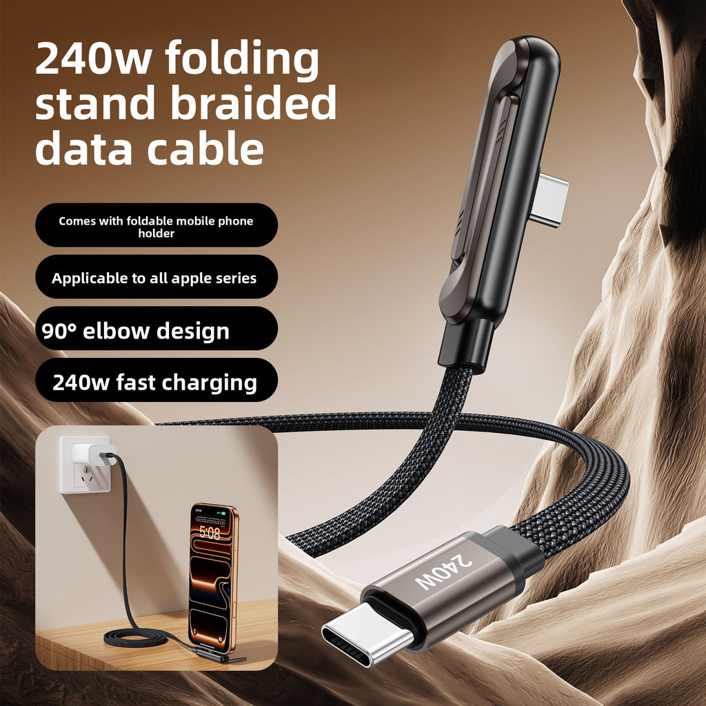 240W Fast Charging Cable with Built-In Phone Stand